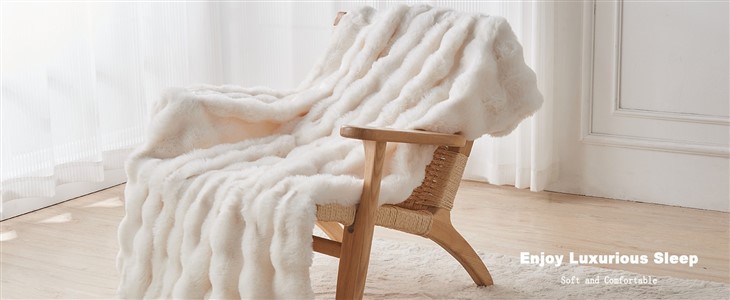 Cream White Big Bubble Rabbit Faux Fur Throw Blanket factory